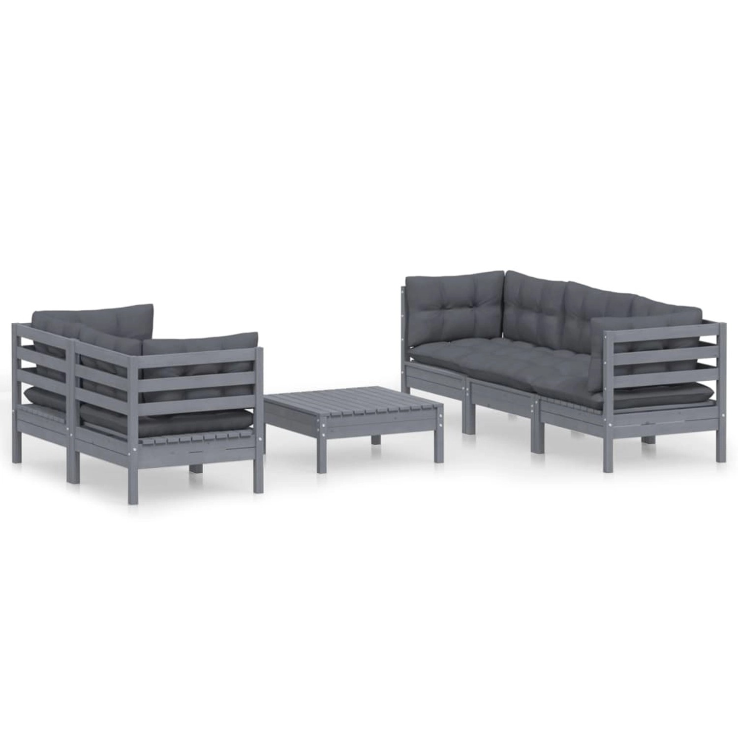 vidaXL 6-tlg Garten-Lounge-Set mit Anthrazit Kissen Kiefernholz Modell 5 günstig online kaufen