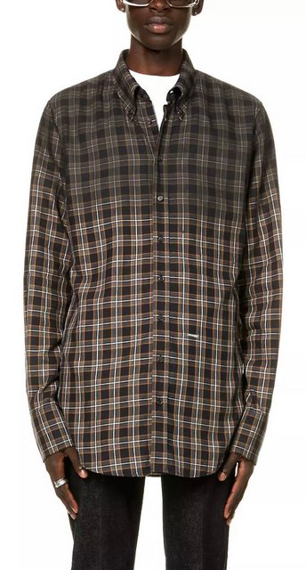 Dsquared2 Karohemd Button-Down Hemd aus gebürsteter Baumwolle Branding mit günstig online kaufen