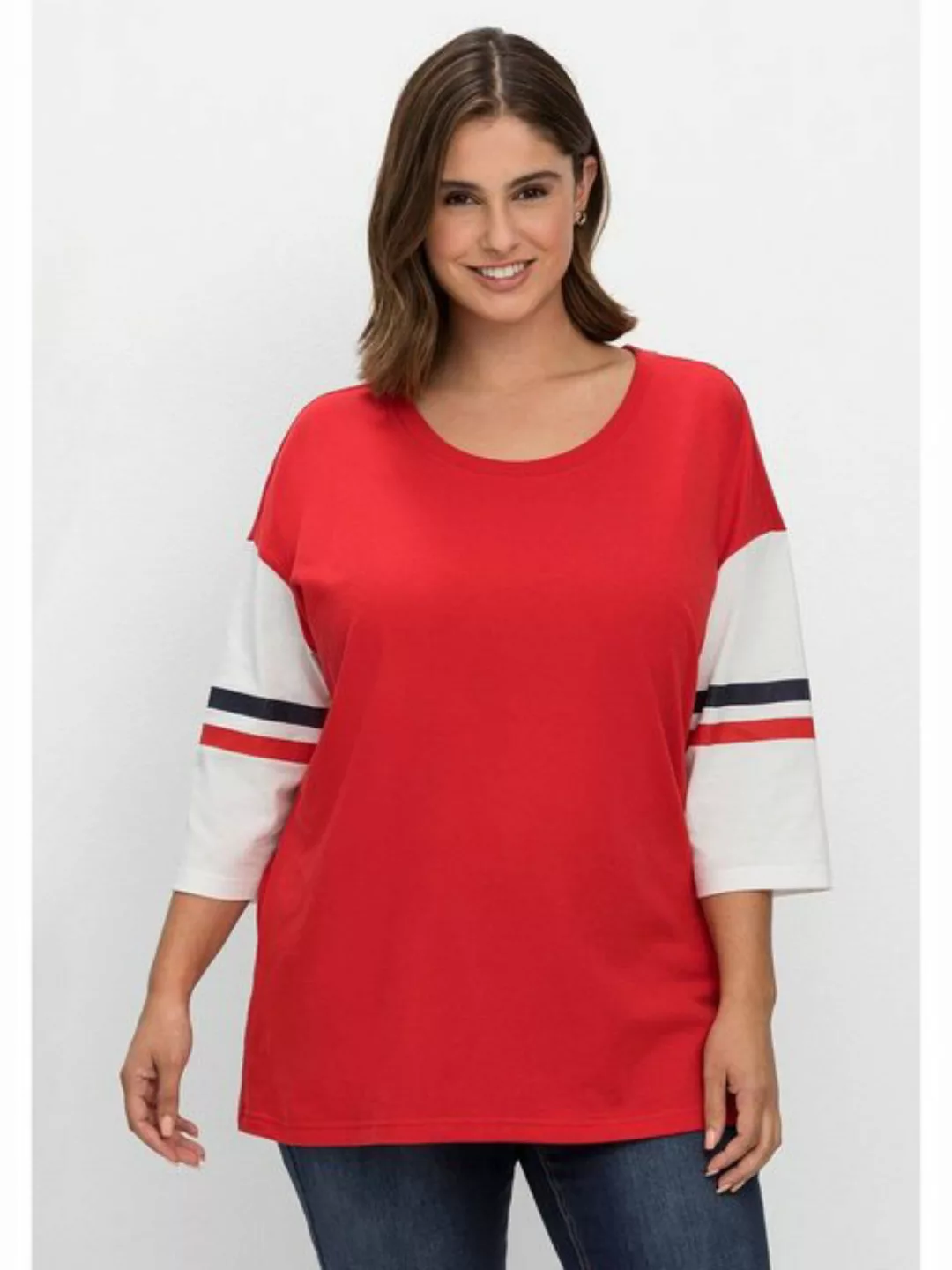 Sheego 3/4-Arm-Shirt Große Größen im College-Stil günstig online kaufen