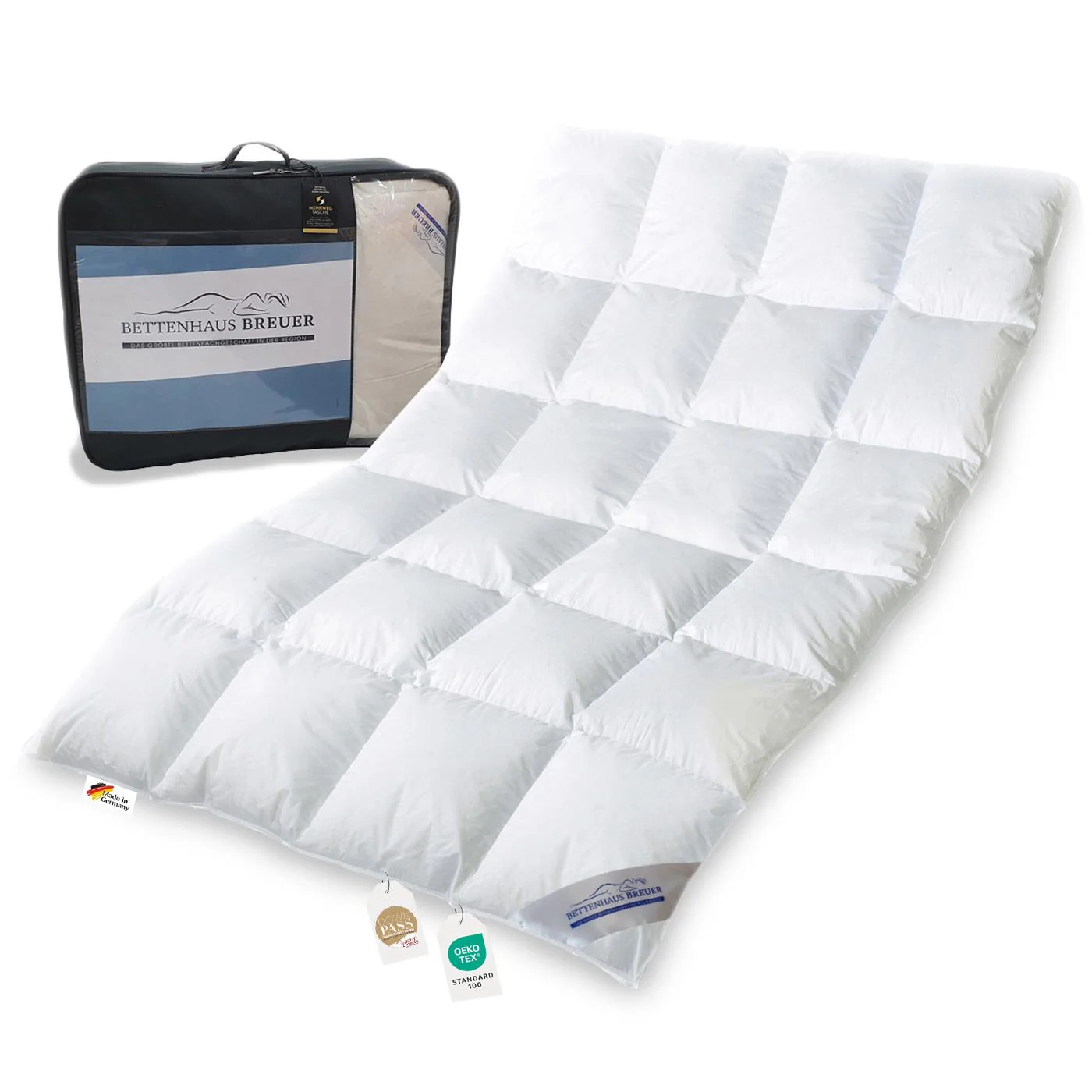 Daunendecke 100% neue Daunen Bettdecke 155x220 Daunenpass 1010g günstig online kaufen