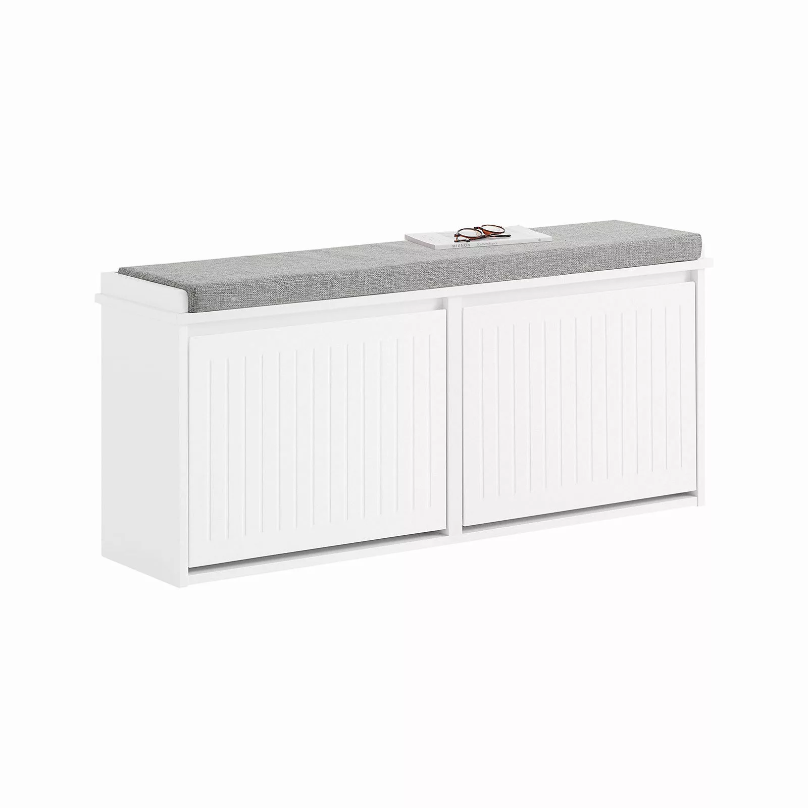 SoBuy Schuhbank Schmal mit 2 Klappen Garderobenbank mit Sitzkissen FSR98-XL günstig online kaufen