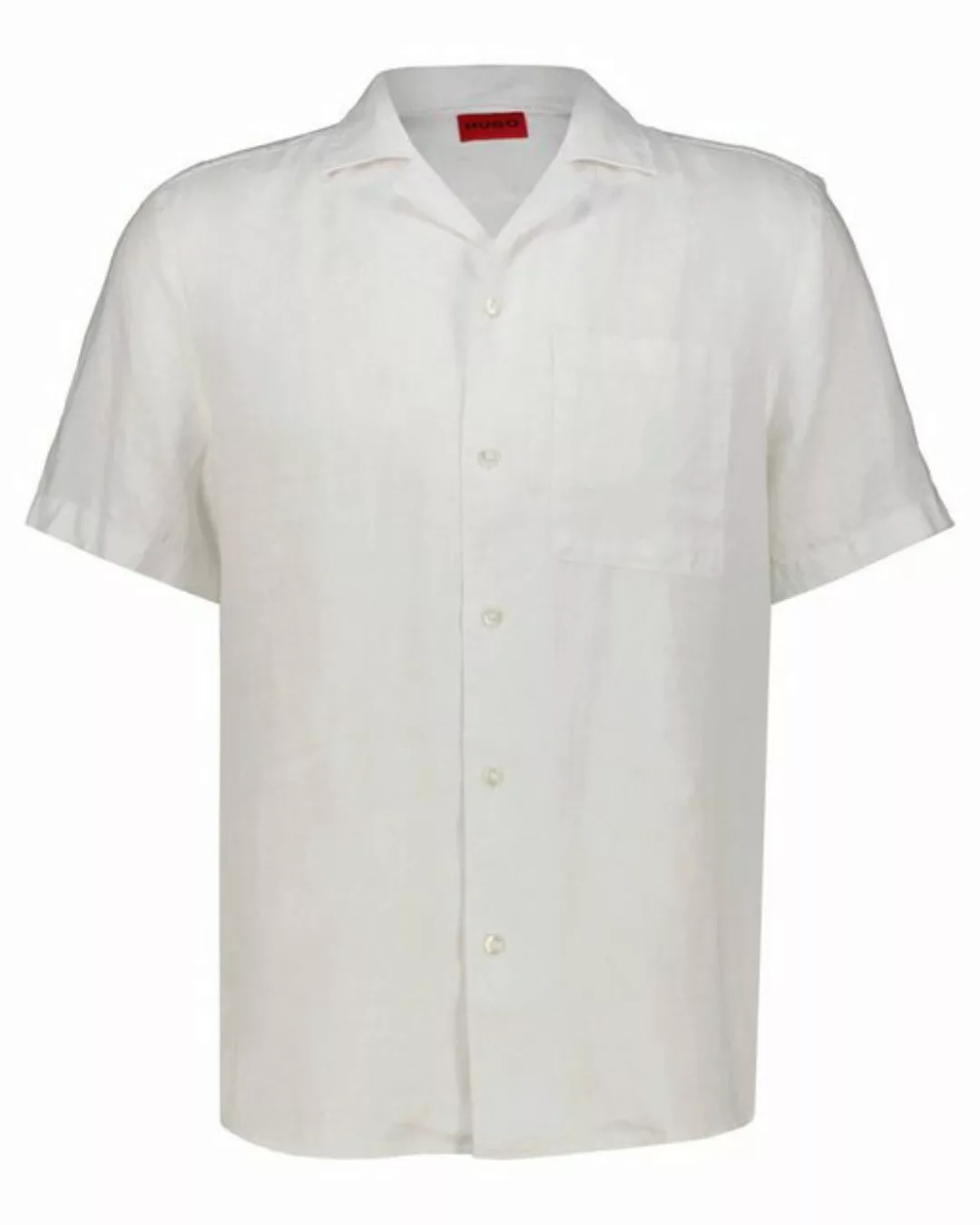 HUGO Langarmhemd Herren Leinenhemd ELLINO Kurzarm Straight Fit (1-tlg) günstig online kaufen