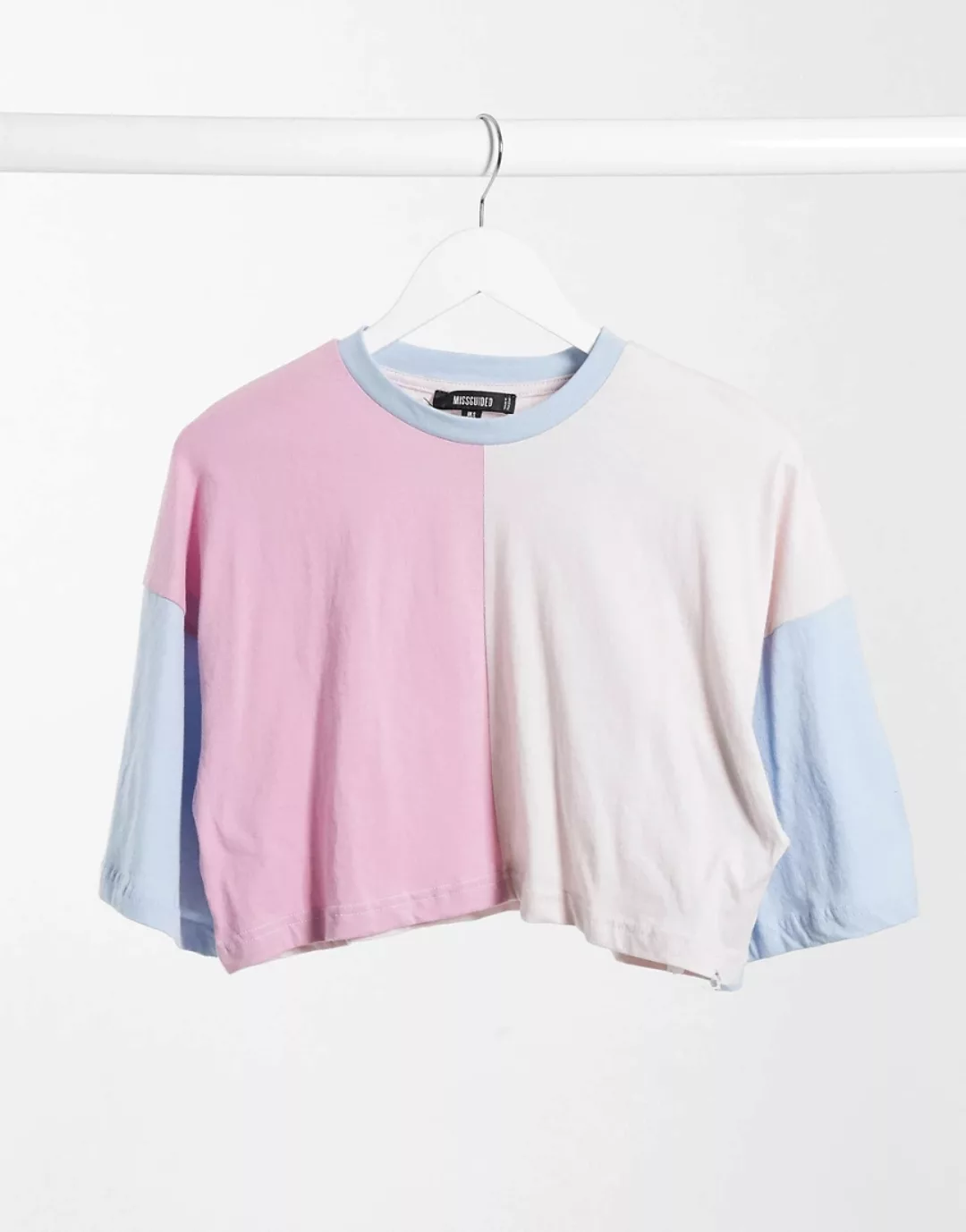 Missguided – Kurzes Oversize-T-Shirt mit Farbblockdesign, Kombiteil-Mehrfar günstig online kaufen