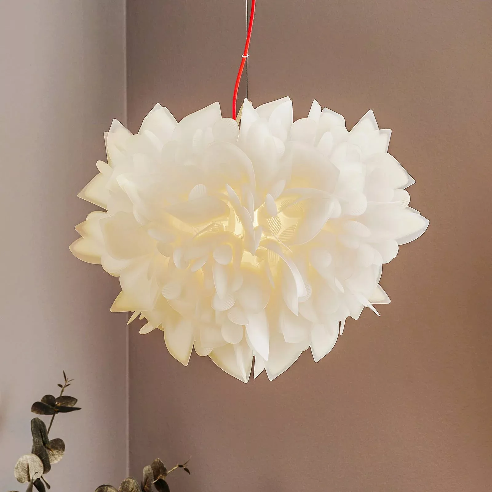 Slamp Veli Foliage Hängelampe weiß-rot Ø 45cm günstig online kaufen