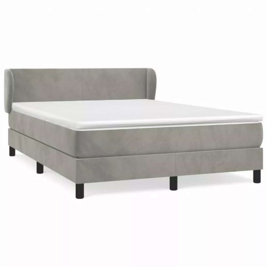 vidaXL Bettgestell Boxspringbett mit Matratze Hellgrau 140x200 cm Samt Bett günstig online kaufen