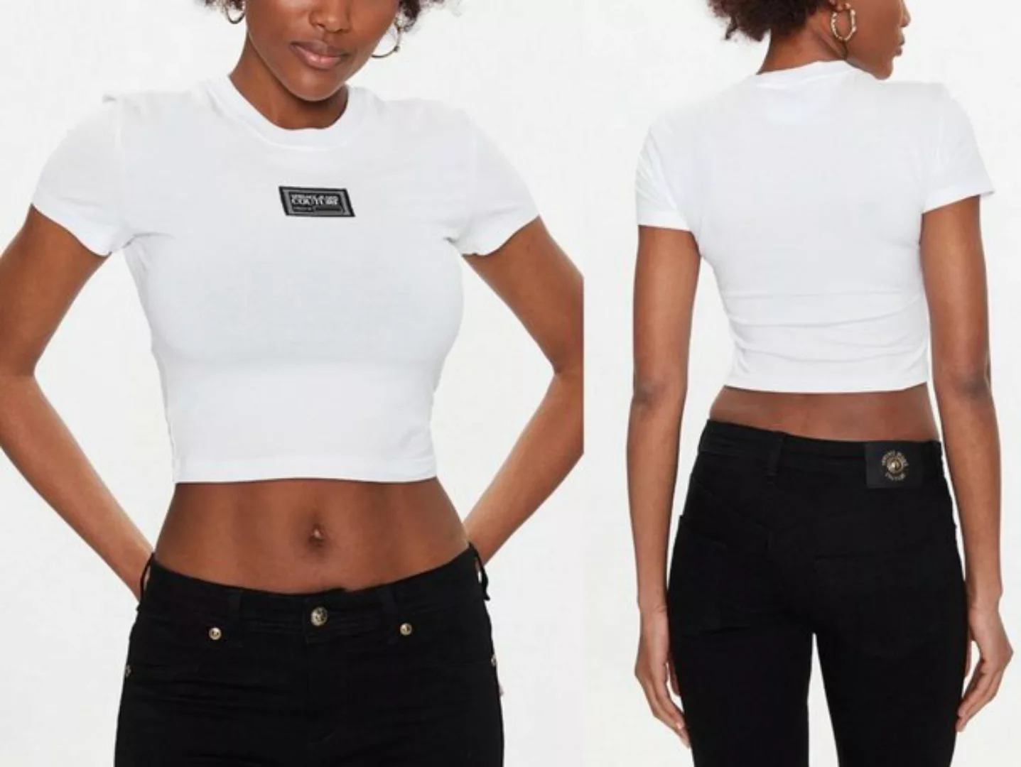 Versace T-Shirt VERSACE JEANS COUTURE CREW NECK Logo Cropped Top T-shirt Bl günstig online kaufen