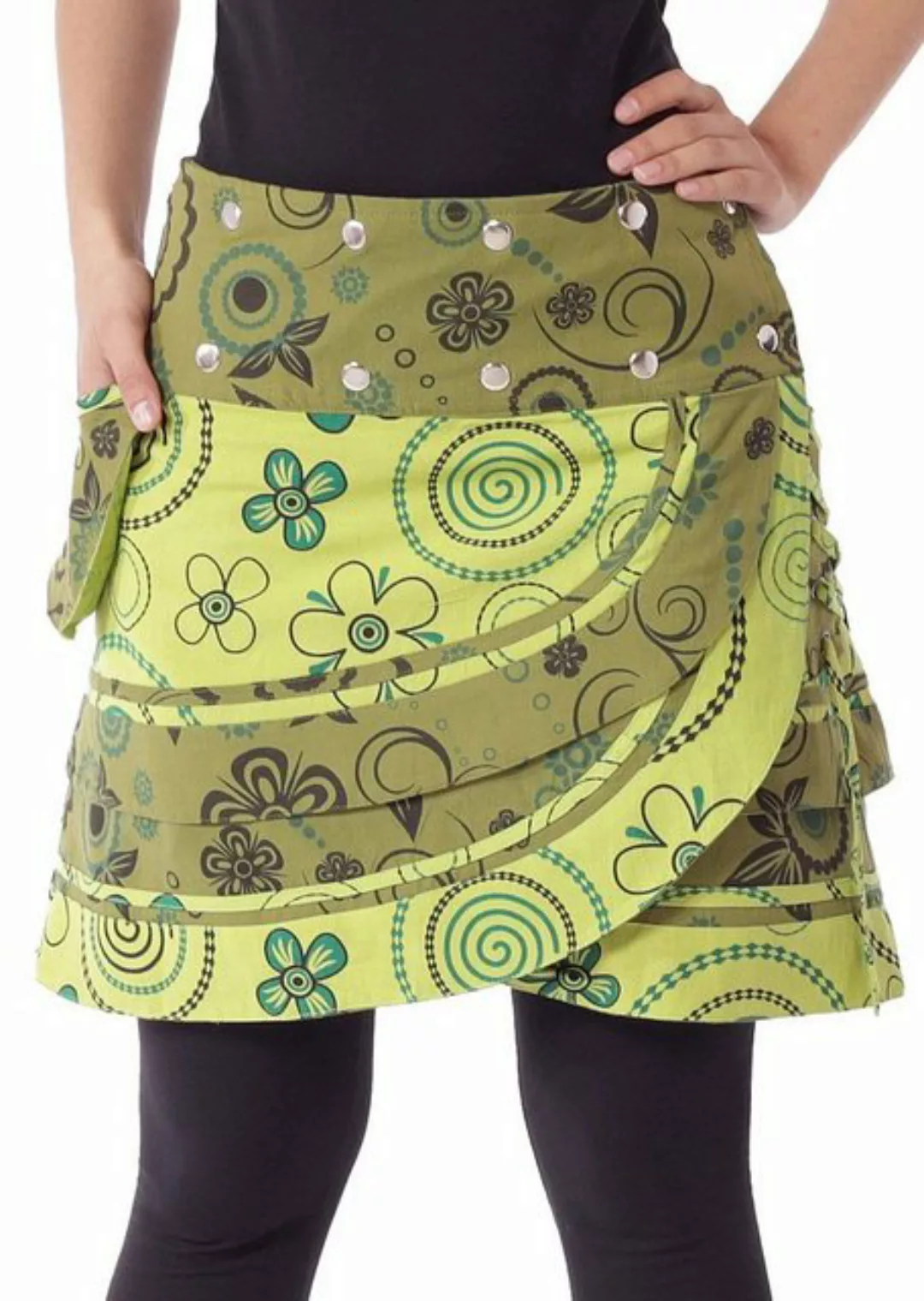 PUREWONDER Wickelrock Damen Rock mit Tasche und Schnürung sk182 Baumwolle E günstig online kaufen