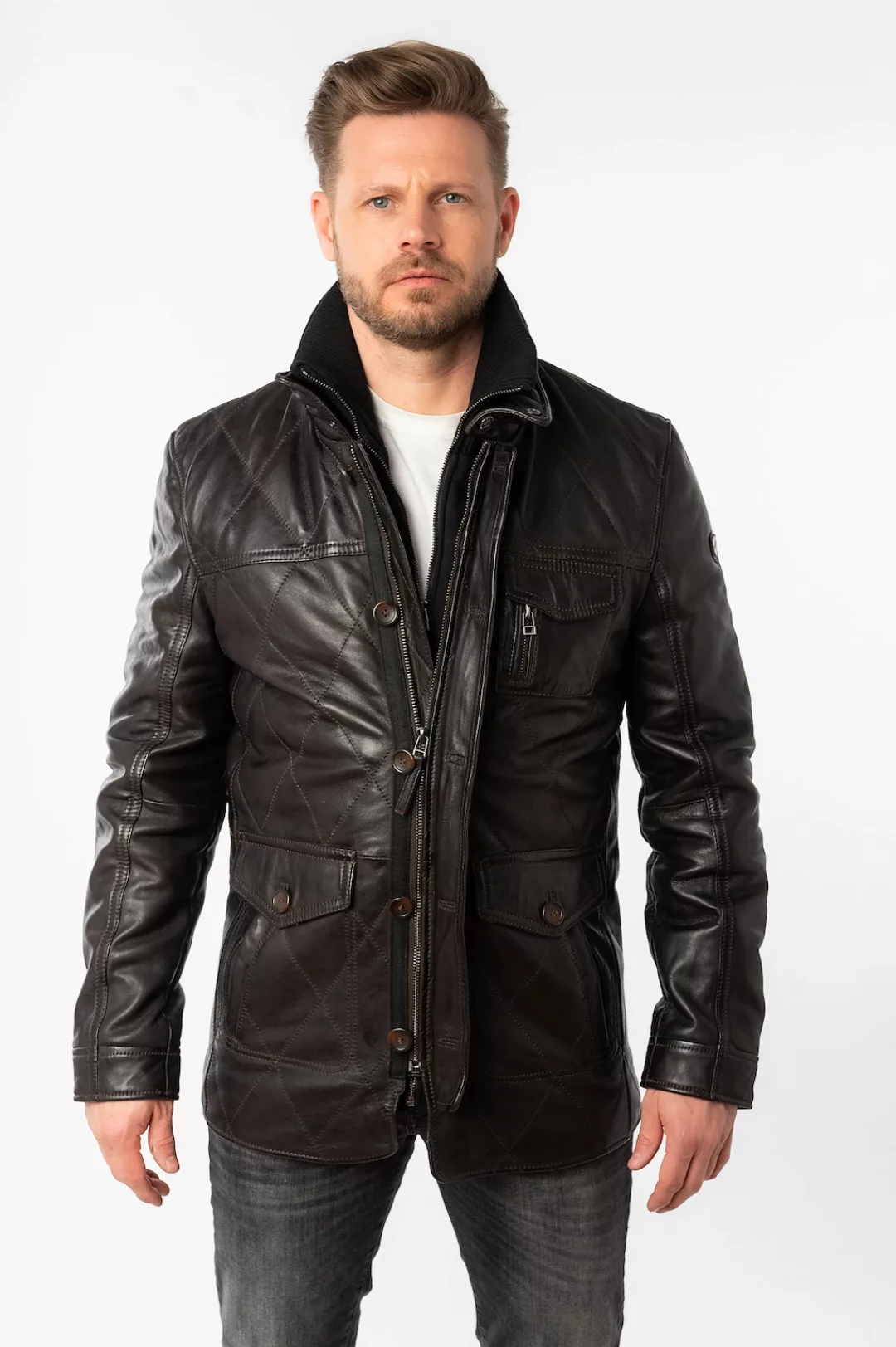 Mauritius Lederjacke "MMCassimo", mit Stehkragen, gesteppt günstig online kaufen