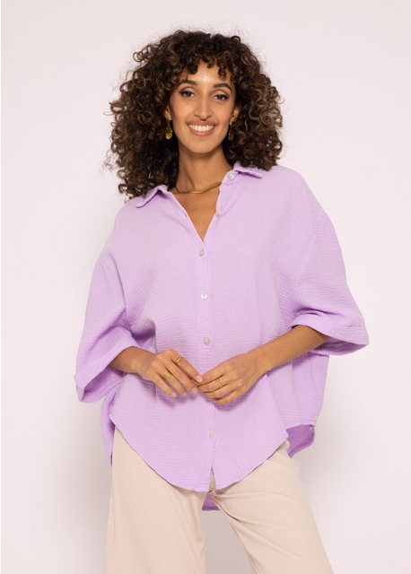 SASSYCLASSY Kurzarmbluse Oversize Musselin Bluse Damen kurzarm Shirt Bluse günstig online kaufen