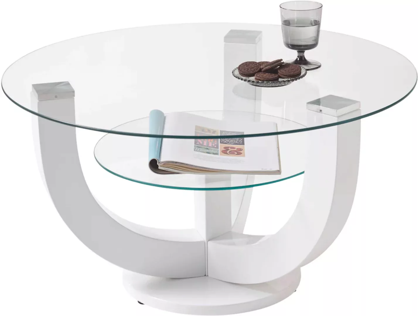 HBZ Couchtisch "Denver, TOPSELLER", (Couchtisch), rund mit Glas, Tisch -Ges günstig online kaufen