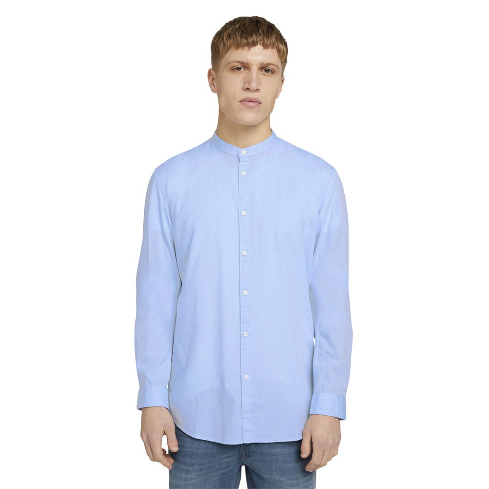 TOM TAILOR Denim Langarmhemd Stehkragenhemd mit feiner Struktur günstig online kaufen