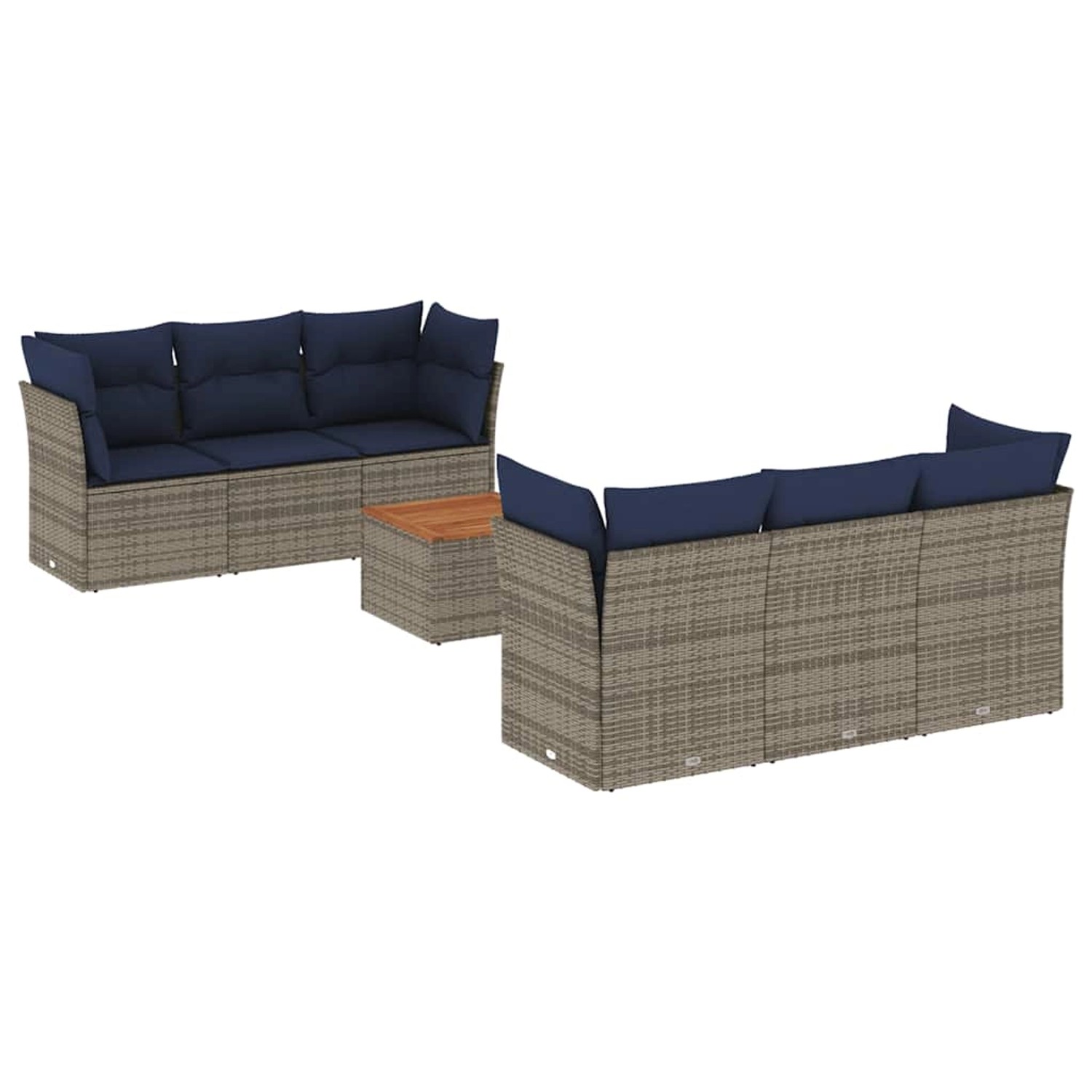 vidaXL 7-Tlg Garten-Sofagarnitur mit Kissen Grau Poly Rattan 3255823 günstig online kaufen