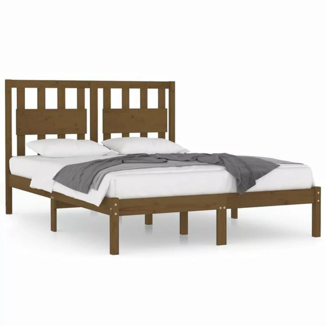 vidaXL Bettgestell Massivholzbett Honigbraun Kiefer 200x200 cm Bett Bettges günstig online kaufen