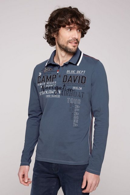 CAMP DAVID Langarm-Poloshirt mit Logo-Applikationen günstig online kaufen