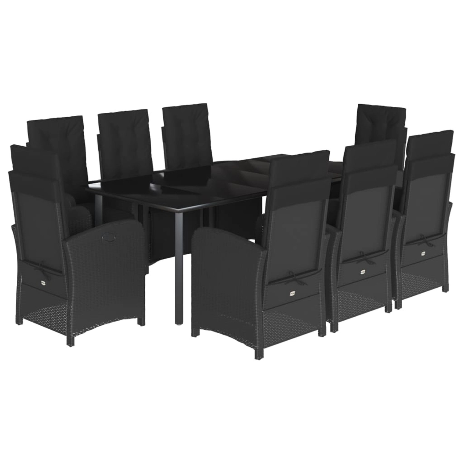 vidaXL 9-Tlg Garten-Essgruppe mit Kissen Schwarz Poly Rattan 3212541 günstig online kaufen
