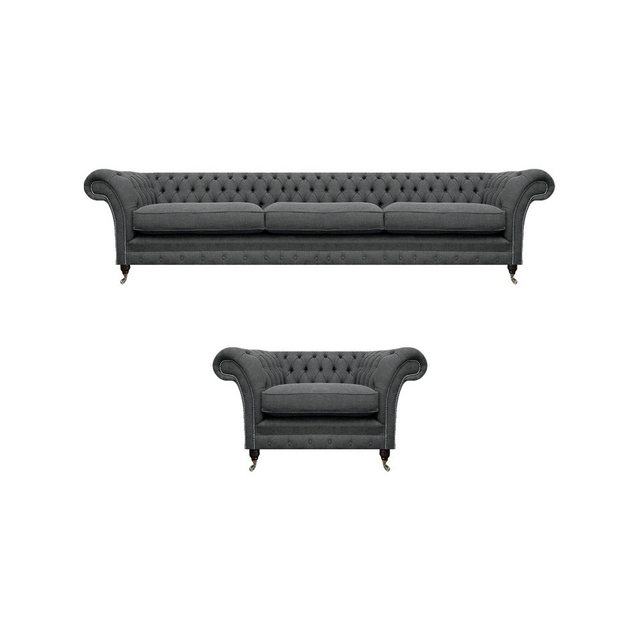 JVmoebel Chesterfield-Sofa Sofagarnitur Komplett 2tlg Sofa Dreisitze Couch günstig online kaufen