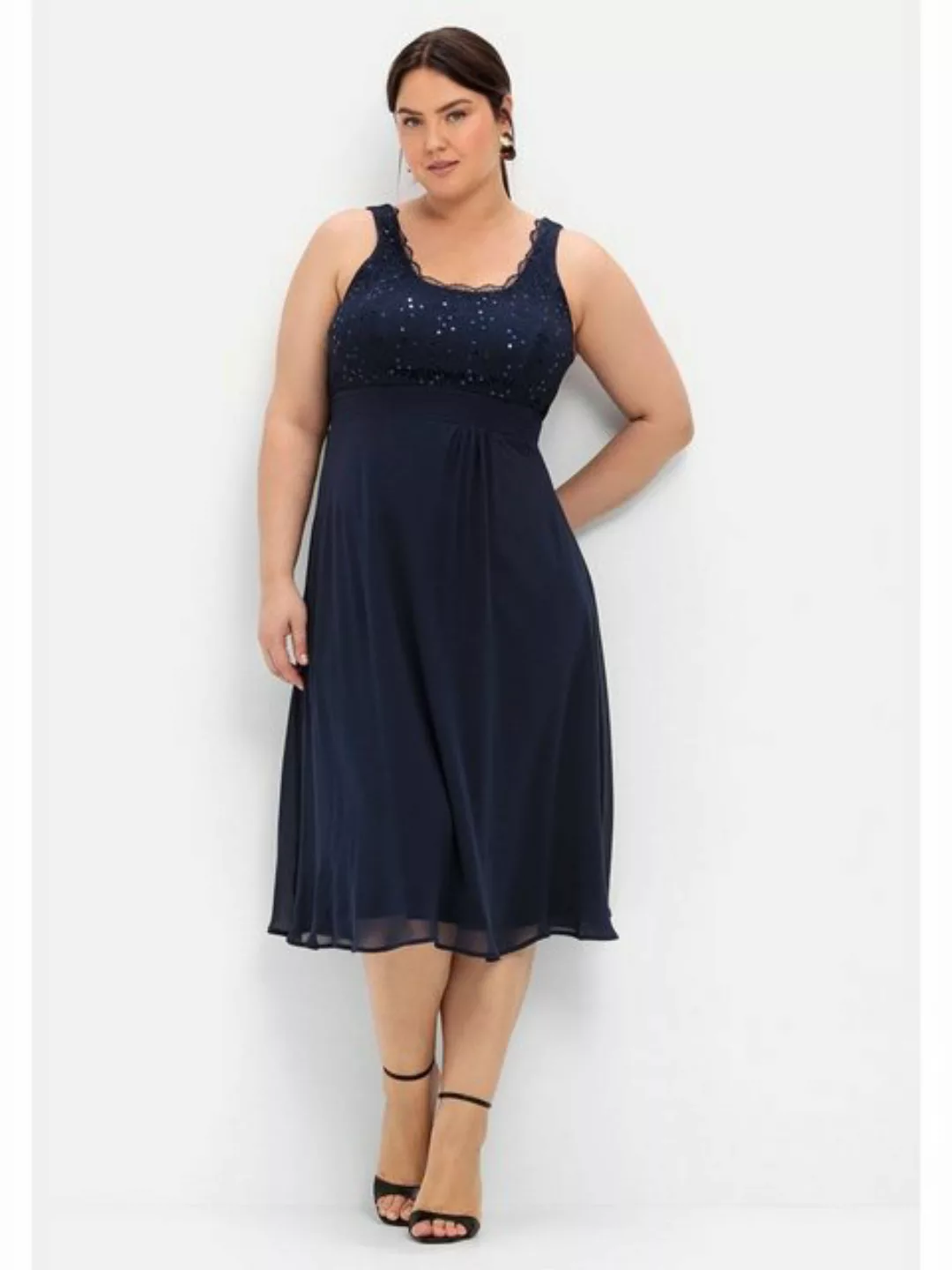 Sheego Cocktailkleid Große Größen mit Spitze und Pailletten günstig online kaufen