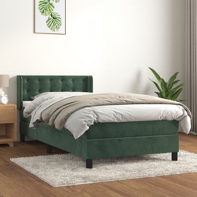 vidaXL Bett Boxspringbett mit Matratze Dunkelgrün 80x200 cm Samt günstig online kaufen