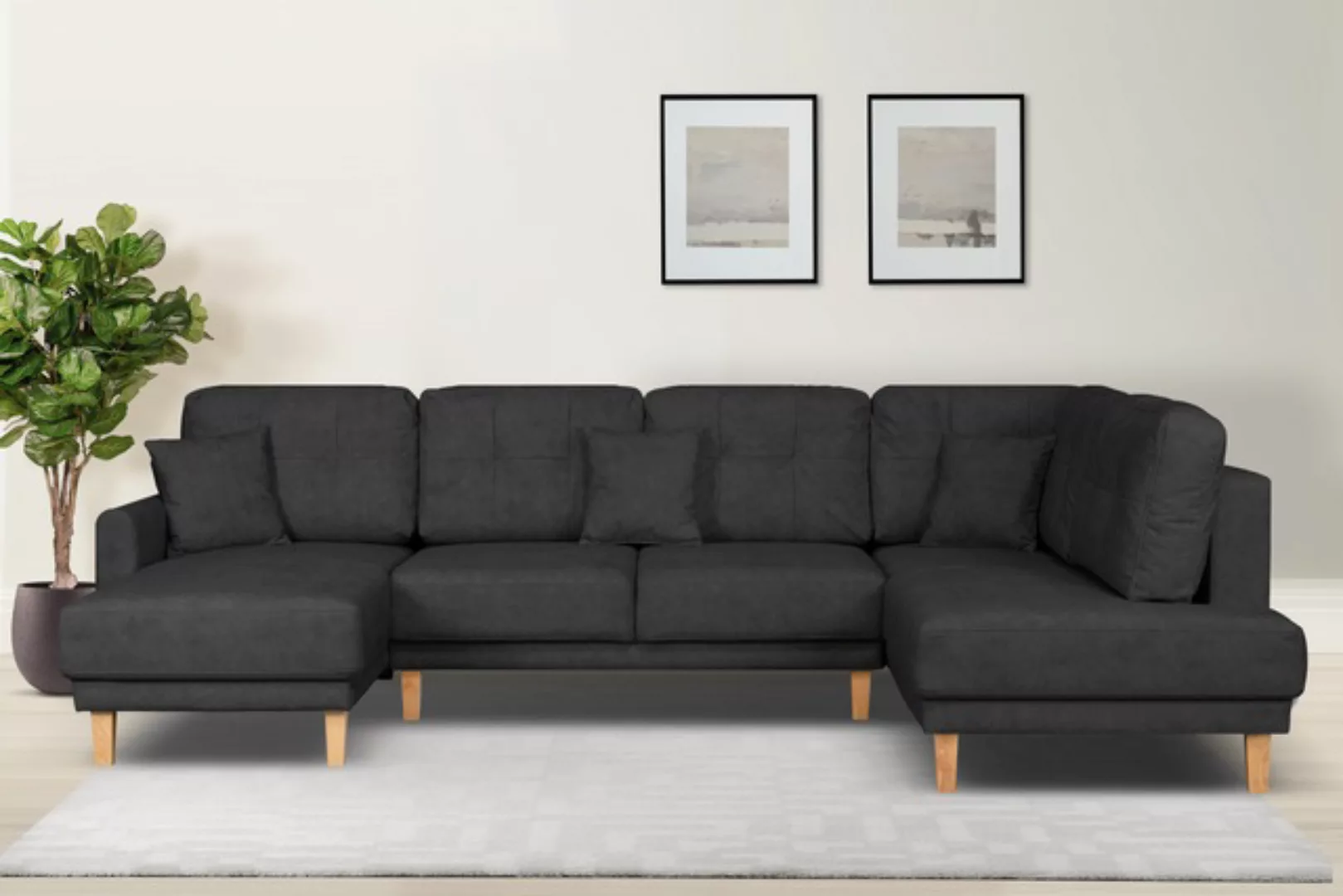 Home affaire Wohnlandschaft "TRIPLO U-Form wahlweise mit Schlaffunktion, B/ günstig online kaufen