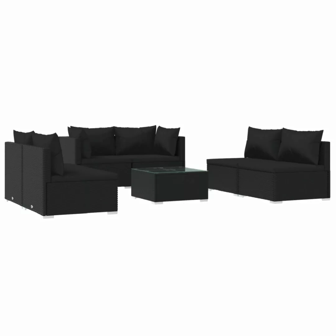 Vidaxl 7-tlg. Garten-lounge-set Mit Kissen Poly Rattan Schwarz günstig online kaufen