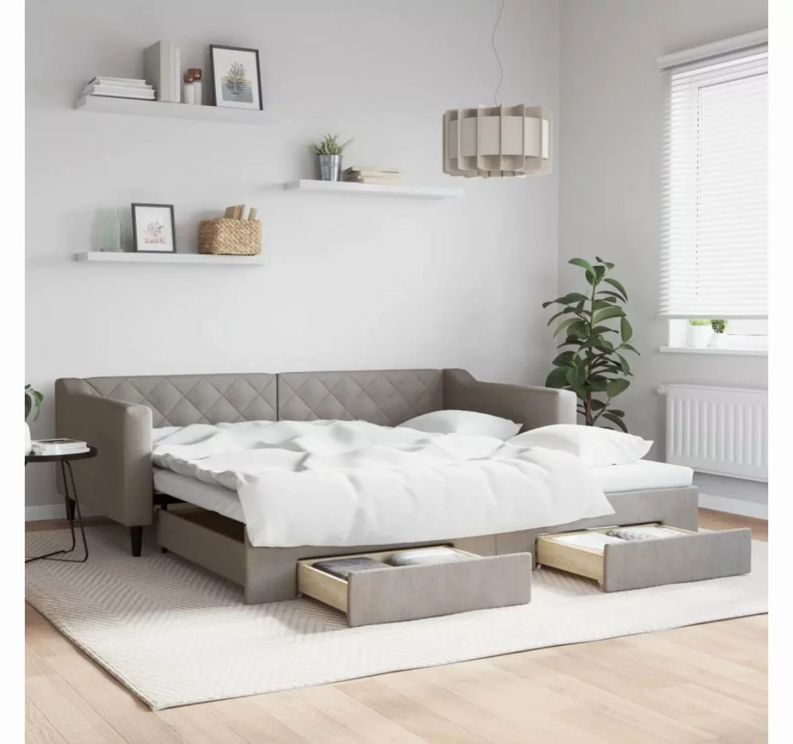 vidaXL Gästebett Gästebett Tagesbett Ausziehbar mit Schubladen Taupe 100x20 günstig online kaufen