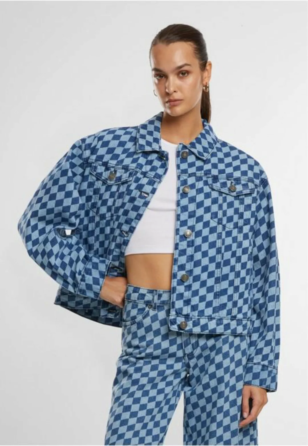 URBAN CLASSICS Jeansjacke Ladies 80's Oversized Laser Printed Denim Jacket günstig online kaufen