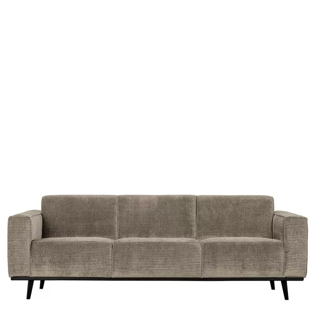 Cordbezug Sofa in Graubraun Vierfußgestell aus Holz schwarz günstig online kaufen