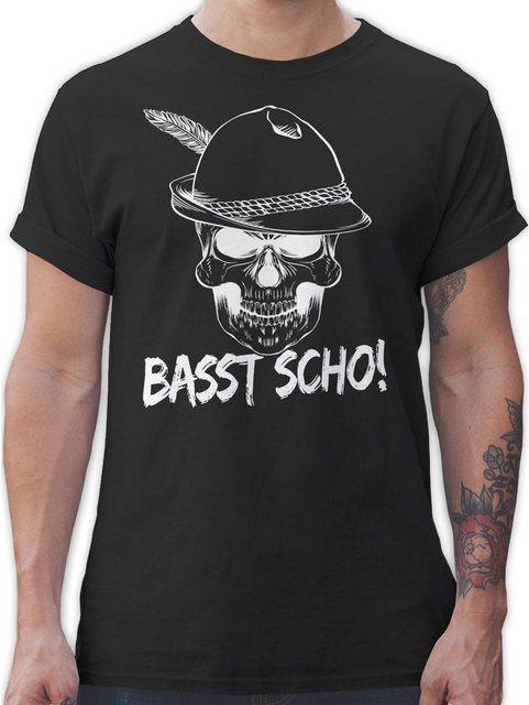 Shirtracer T-Shirt Totenkopf Basst scho! Mode für Oktoberfest Herren günstig online kaufen