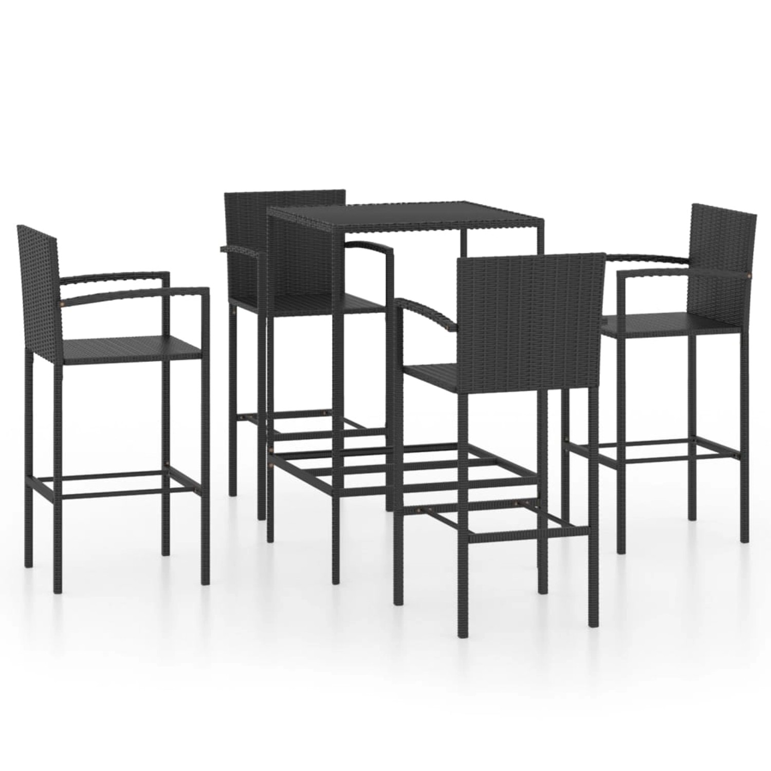 5-tlg. Gartenbar-set Poly Rattan Schwarz günstig online kaufen