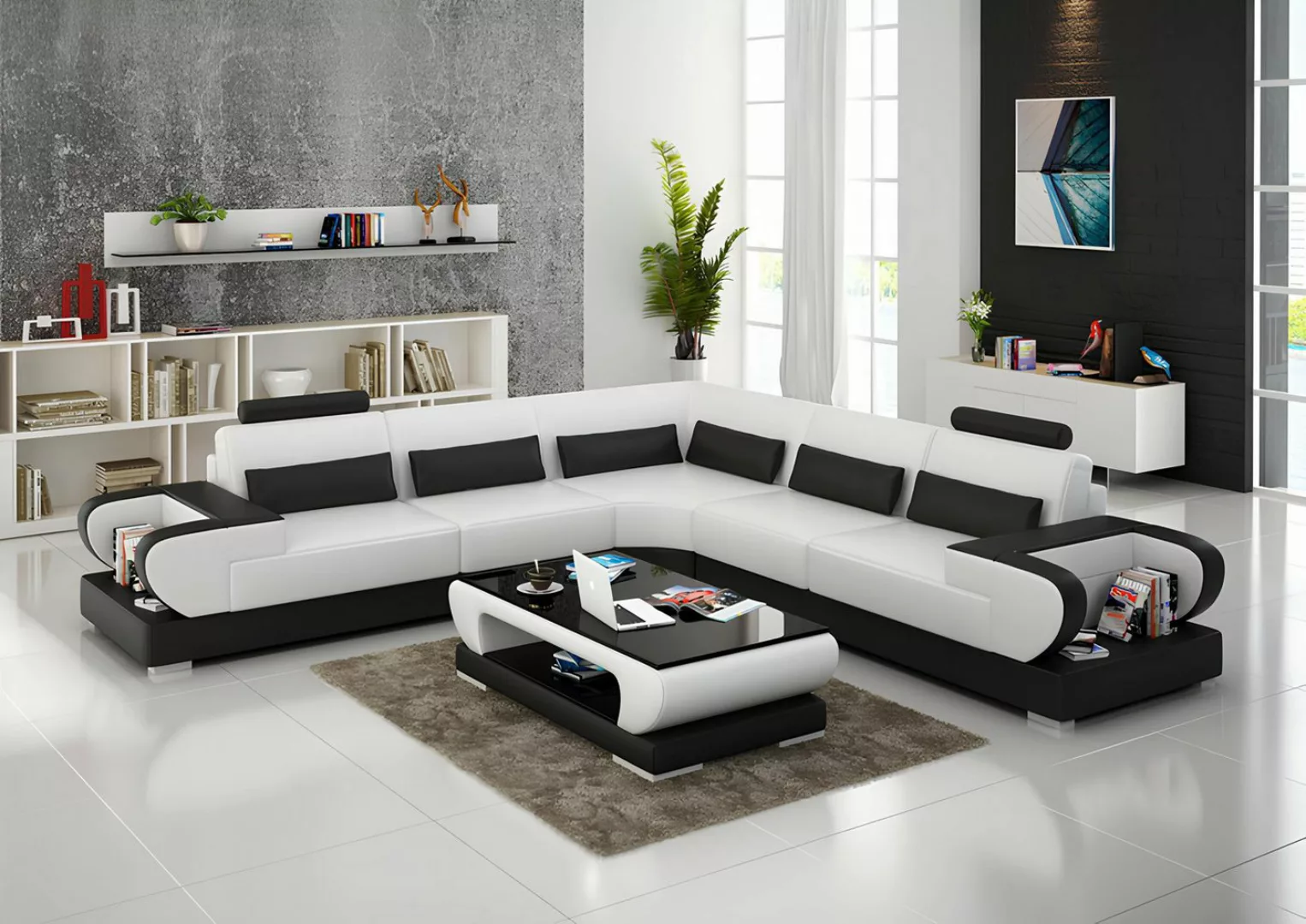 Xlmoebel Sofa Modernes Ledersofa Eckcouch Wohnlandschaft Ecksofa Eckgarnitu günstig online kaufen