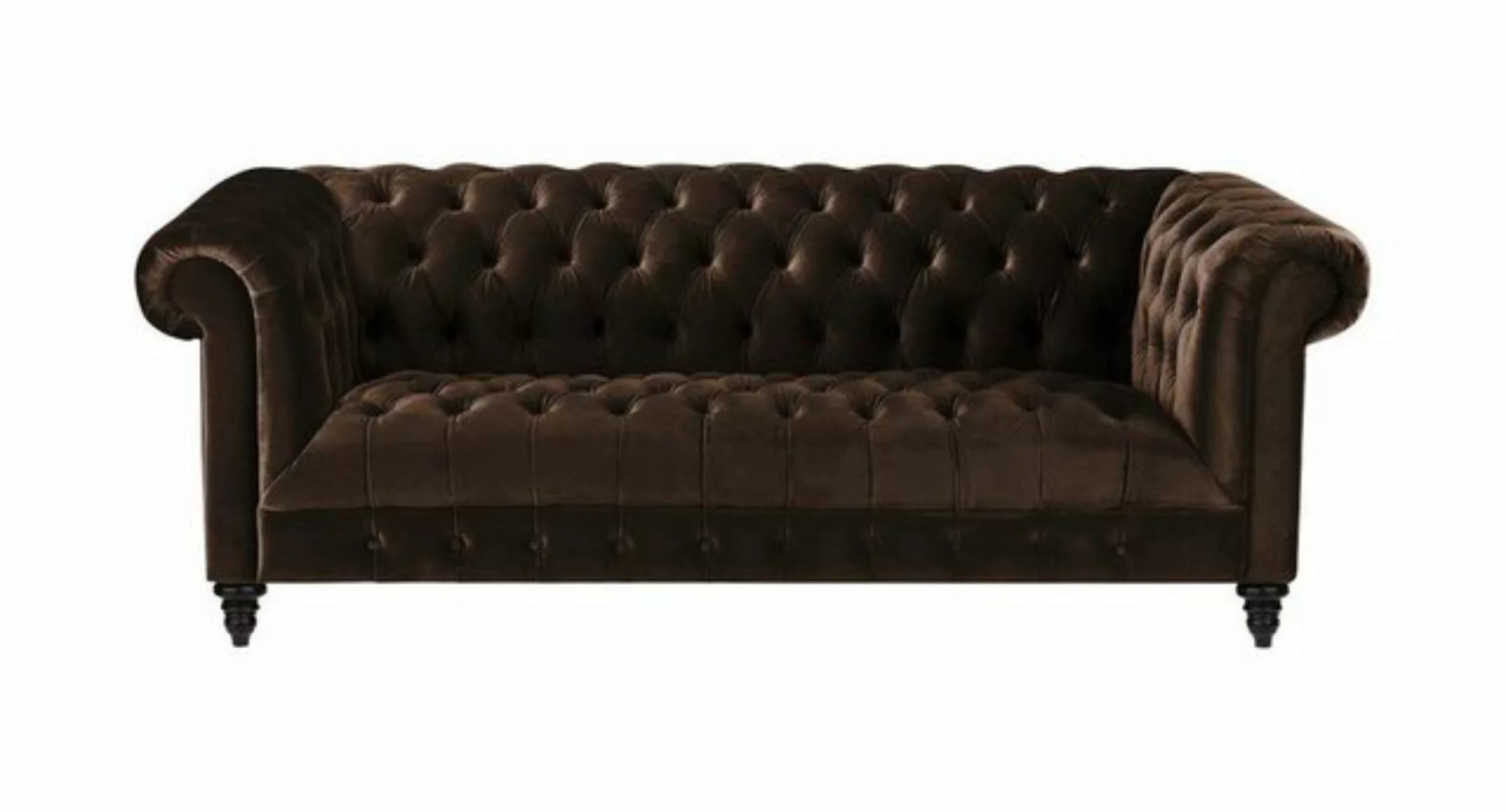 Xlmoebel Chesterfield-Sofa Luxus Chesterfield Dreisitzer Couch Braun Samt P günstig online kaufen