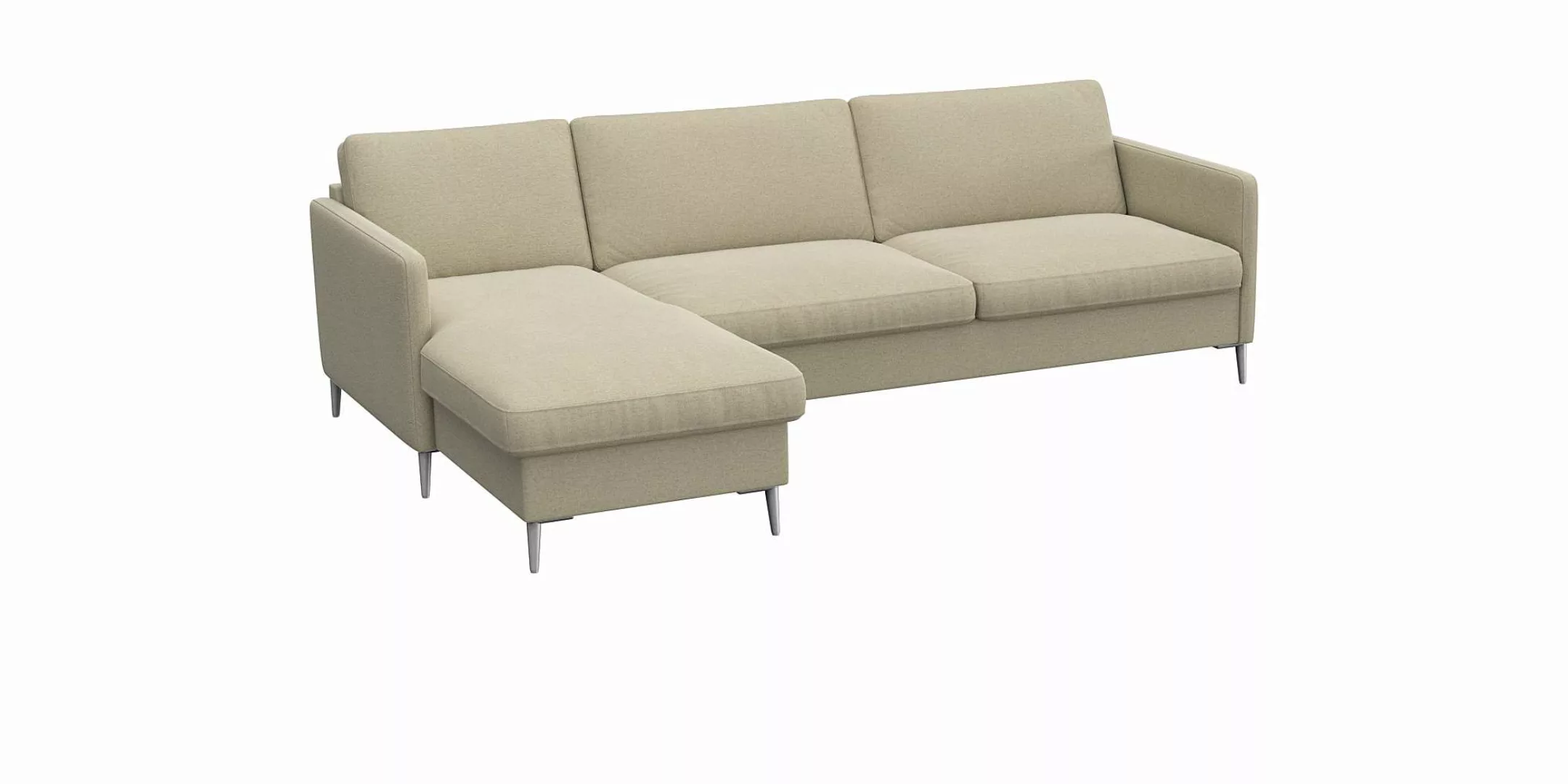 FLEXLUX Ecksofa »Fiore, L-Form«, schmale Armlehnen, Kaltschaum, Füße Alu günstig online kaufen