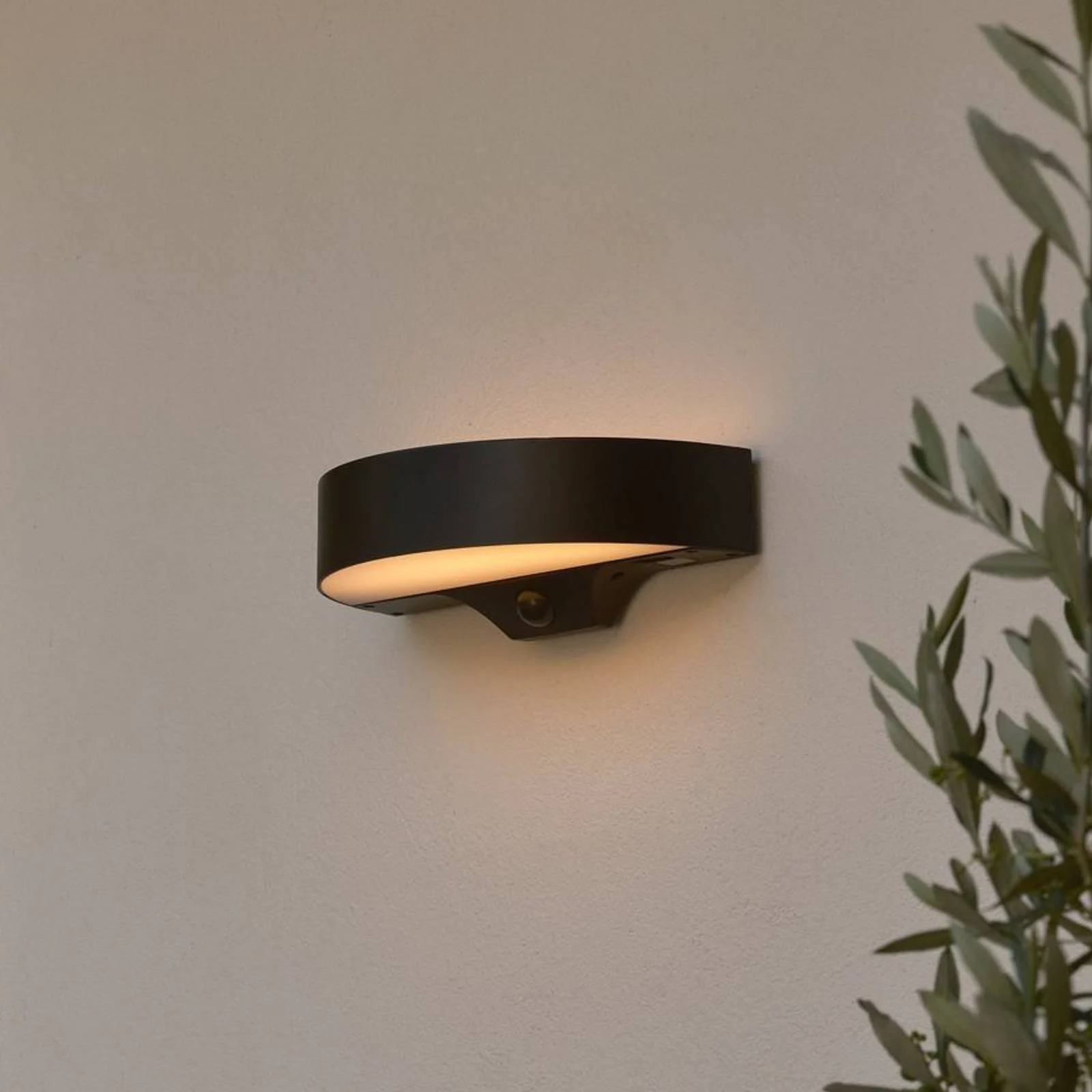 LED-Solar-Außenwandleuchte Monay Round, schwarz, IP44 günstig online kaufen