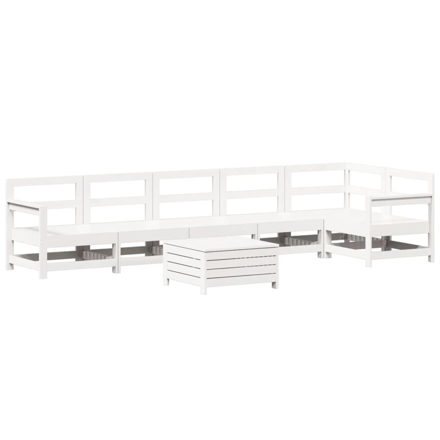 vidaXL 7-Tlg Garten-Sofagarnitur Weiß Massivholz Kiefer 3250889 günstig online kaufen