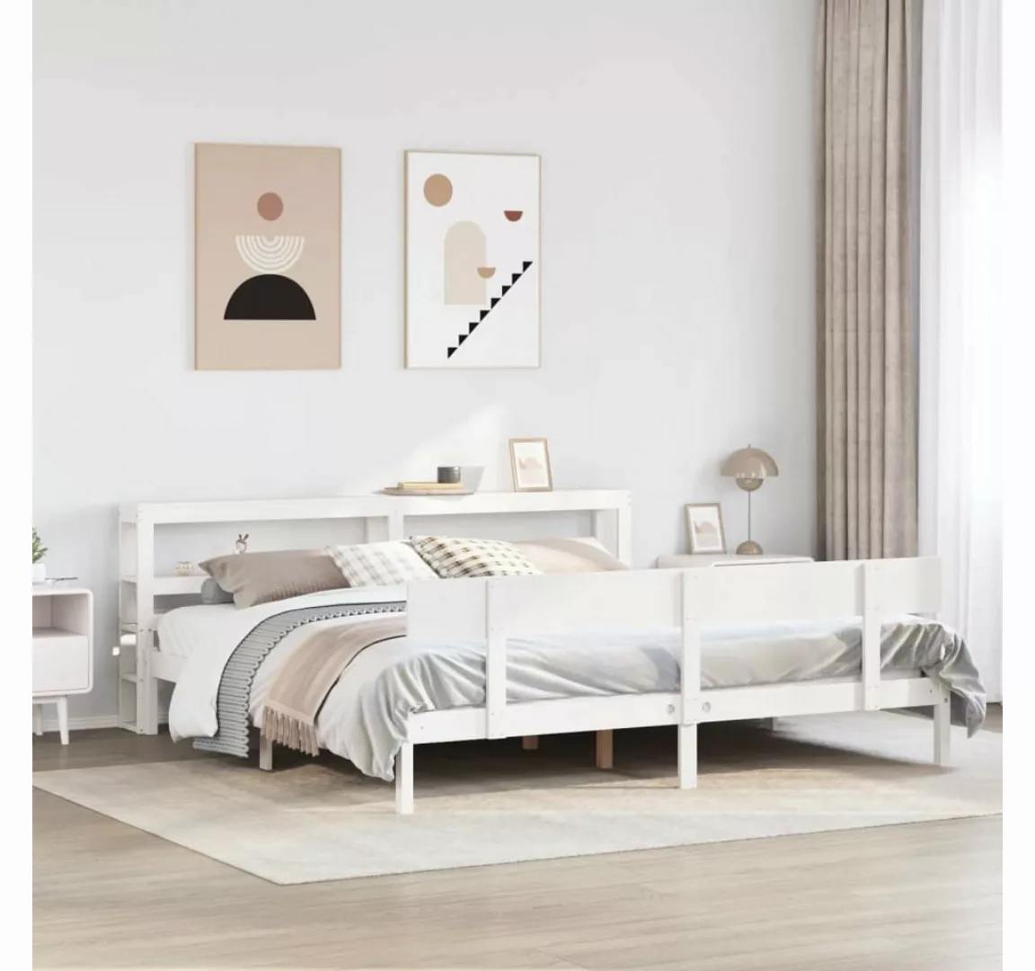 vidaXL Bett, Massivholzbett ohne Matratze Weiß 200x200 cm Kiefernholz günstig online kaufen