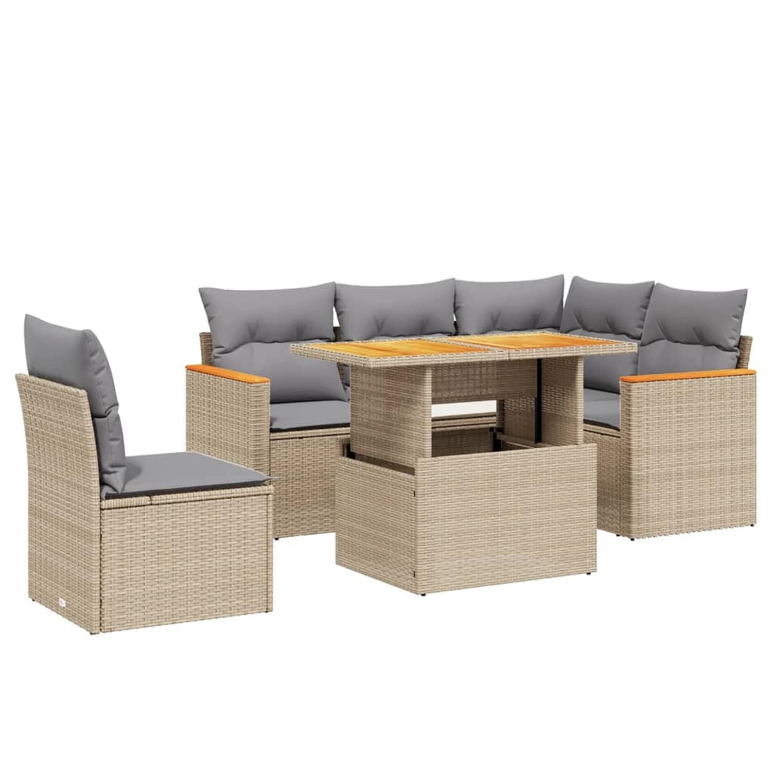 vidaXL 6-tlg Garten-Sofagarnitur mit Kissen Beige Poly Rattan Modell 354 günstig online kaufen