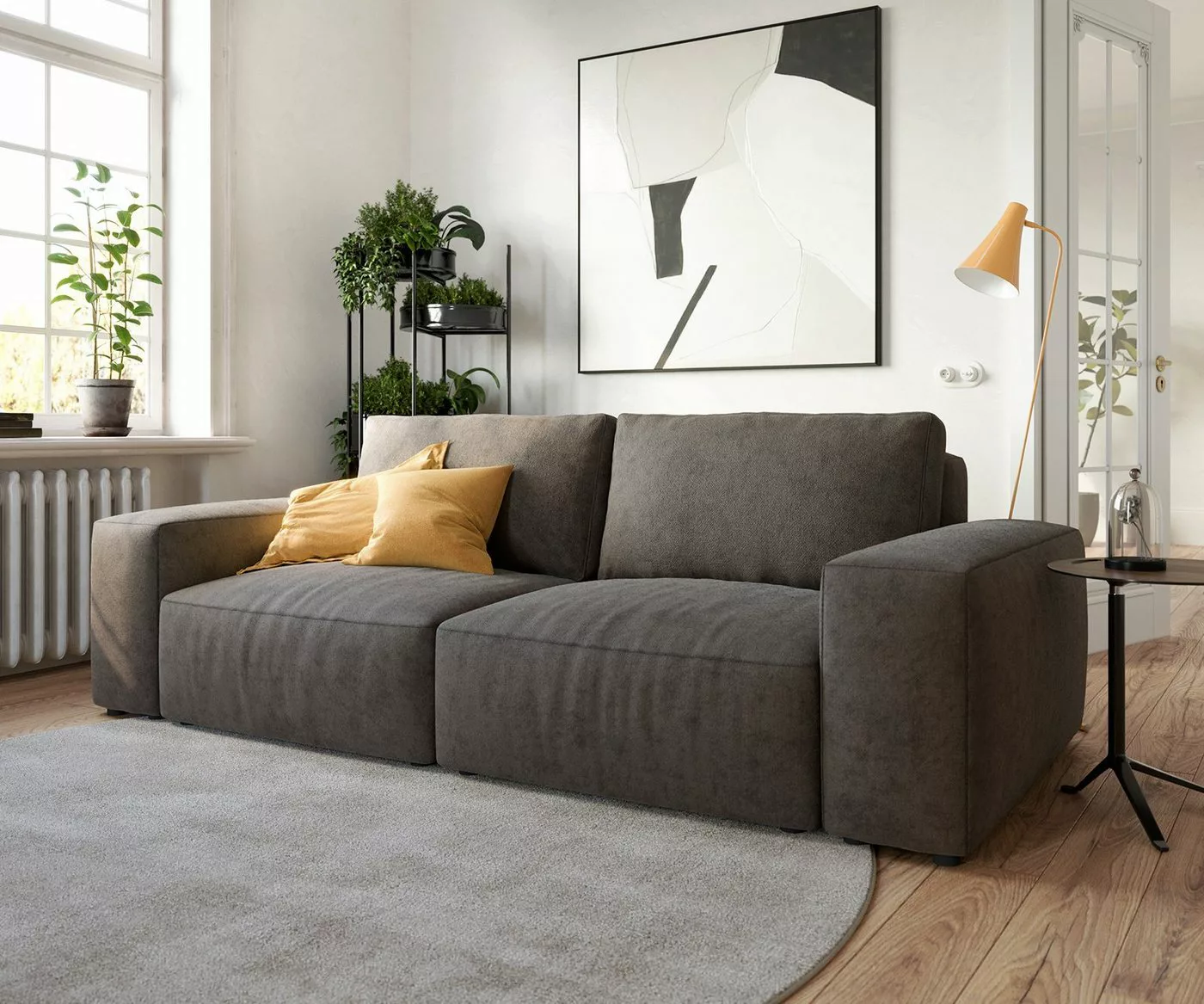 DELIFE Big-Sofa Lanzo, L Lederimitat Vintage Anthrazit 260x110 cm günstig online kaufen