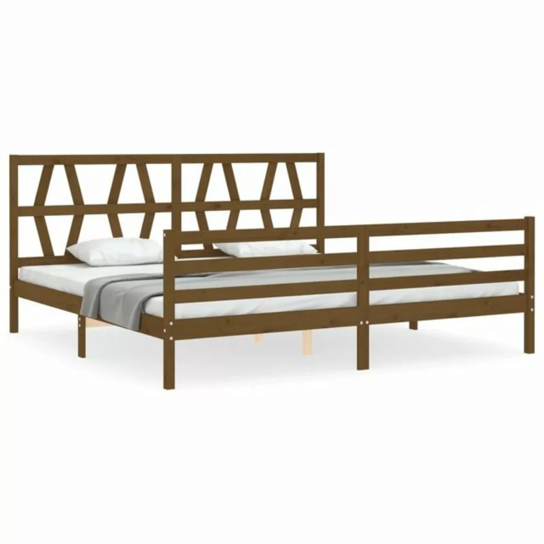 vidaXL Bett Massivholzbett mit Kopfteil Honigbraun 200x200 cm günstig online kaufen