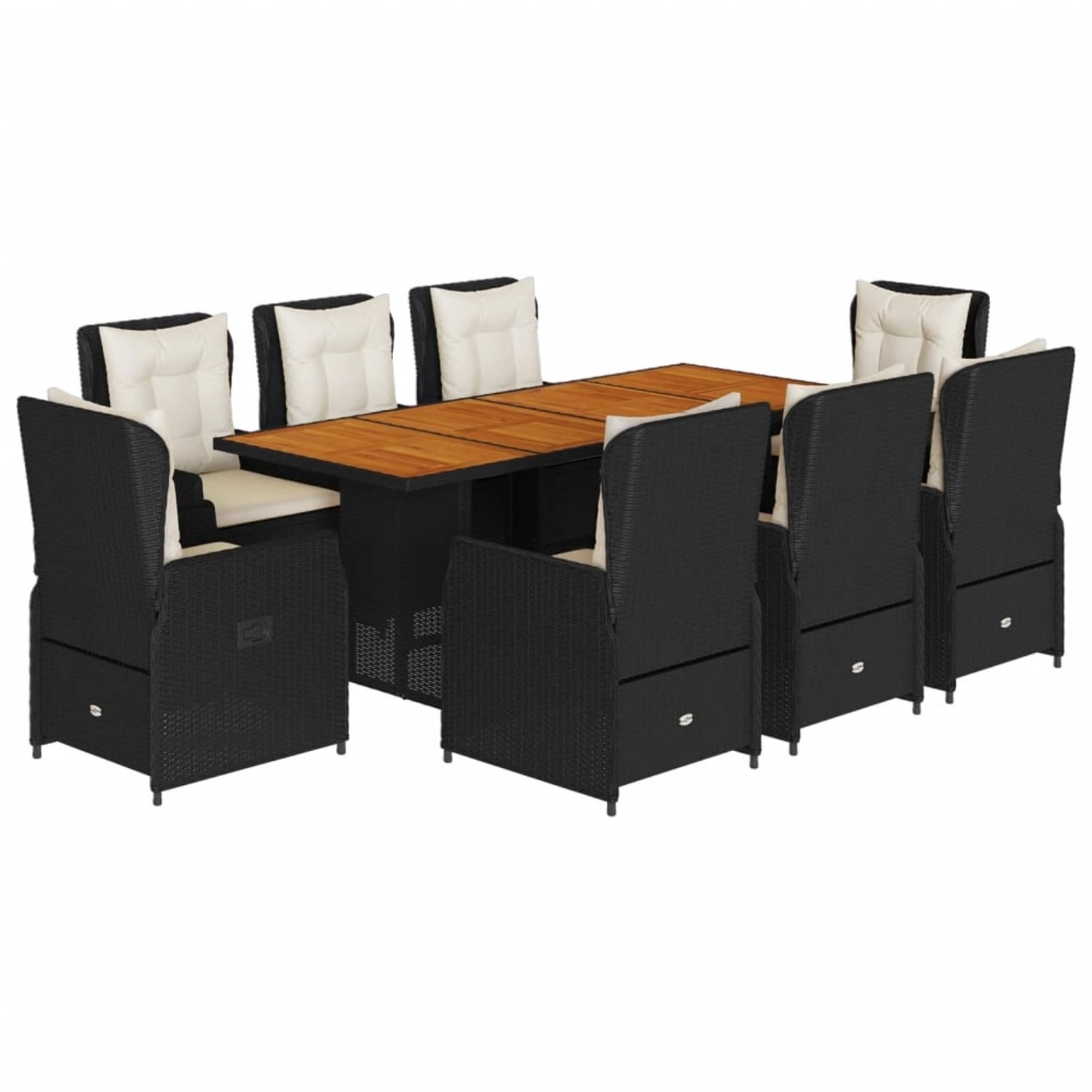 vidaXL 9-Tlg Garten-Essgruppe mit Kissen Schwarz Poly Rattan 3262780 günstig online kaufen