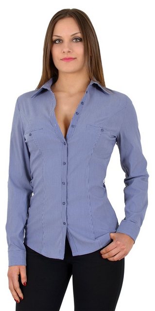 ESRA Langarmbluse Damen Bluse Langarm Damen Bluse langarm Hemdbluse Longblu günstig online kaufen