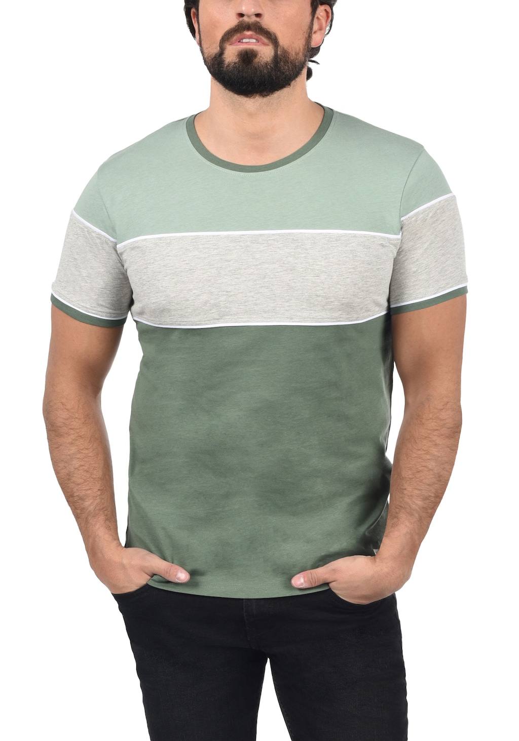 !Solid Rundhalsshirt SDCody T-Shirt in Colorblocking-Optik günstig online kaufen