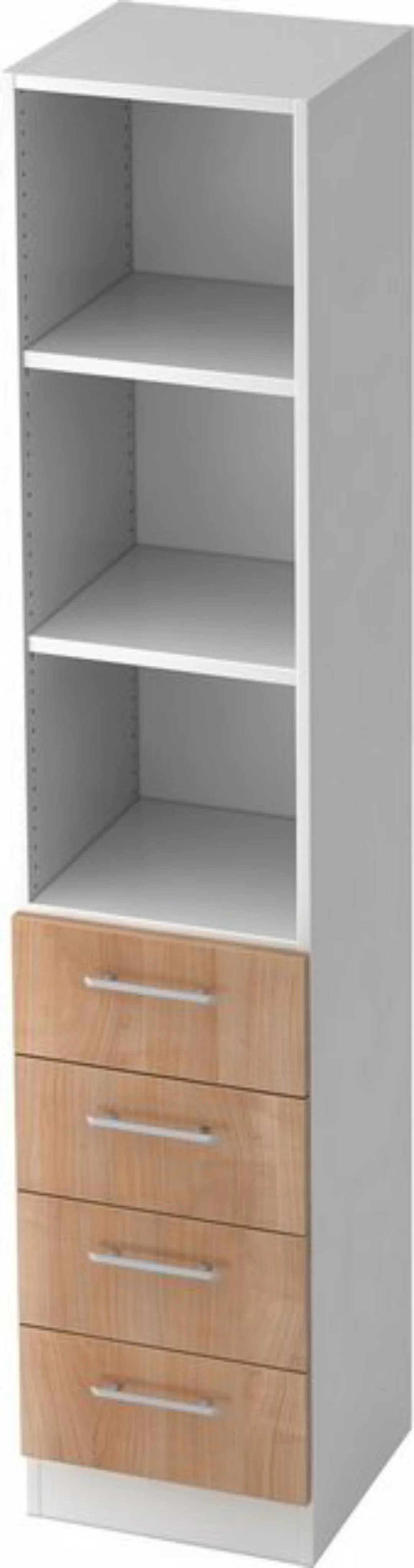 bümö Aktenschrank office Schubladen Kombi - 4 Schübe Dekor: Weiß/Nussbaum - günstig online kaufen