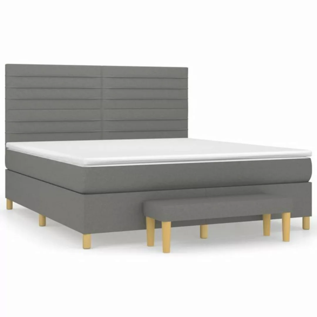 vidaXL Bettgestell Boxspringbett mit Matratze Dunkelgrau 160x200 cm Stoff B günstig online kaufen