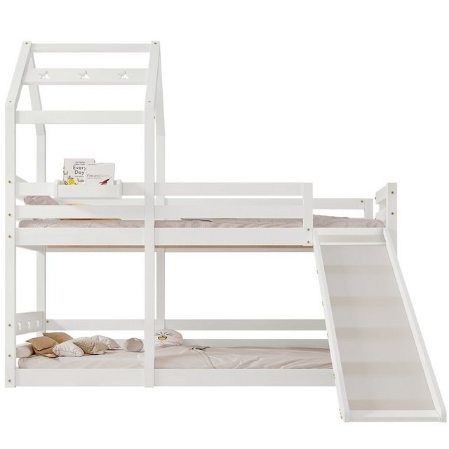 OKWISH Etagenbett Kinderbett (Hausbett mit Stauraum unter der Treppe 90x200 günstig online kaufen