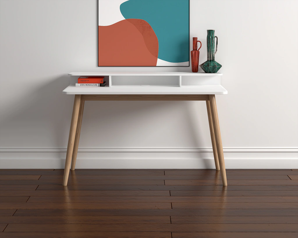Woodman Schreibtisch "Farsta", skandinavisches Design, mit abgerundete Kant günstig online kaufen