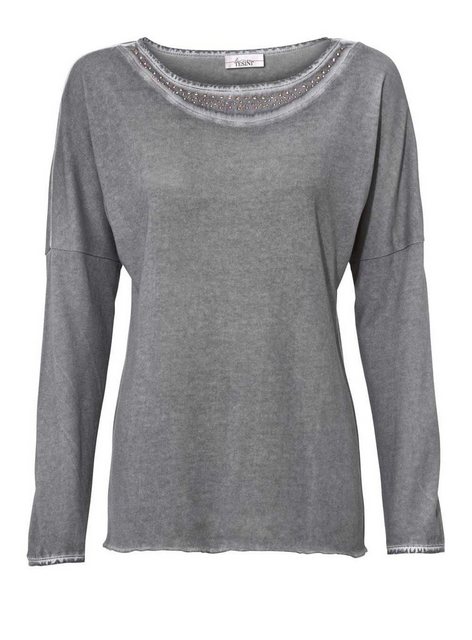 heine Troyer Linea Tesini Damen Designer-Feinstrickpullover, grau-used günstig online kaufen