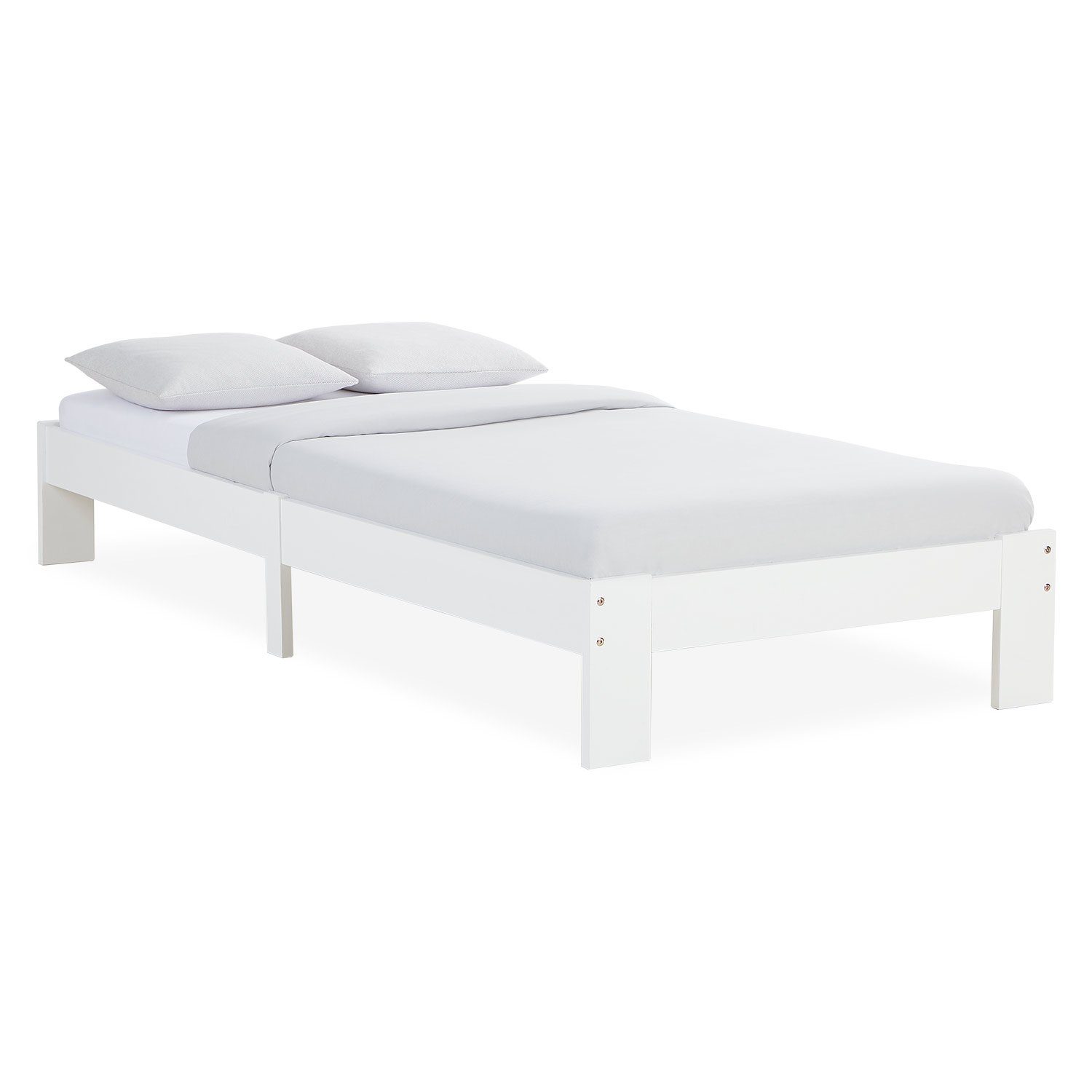 Homestyle4u Einzelbett 90 x 200 cm mit Lattenrost in Weiß 2521 günstig online kaufen