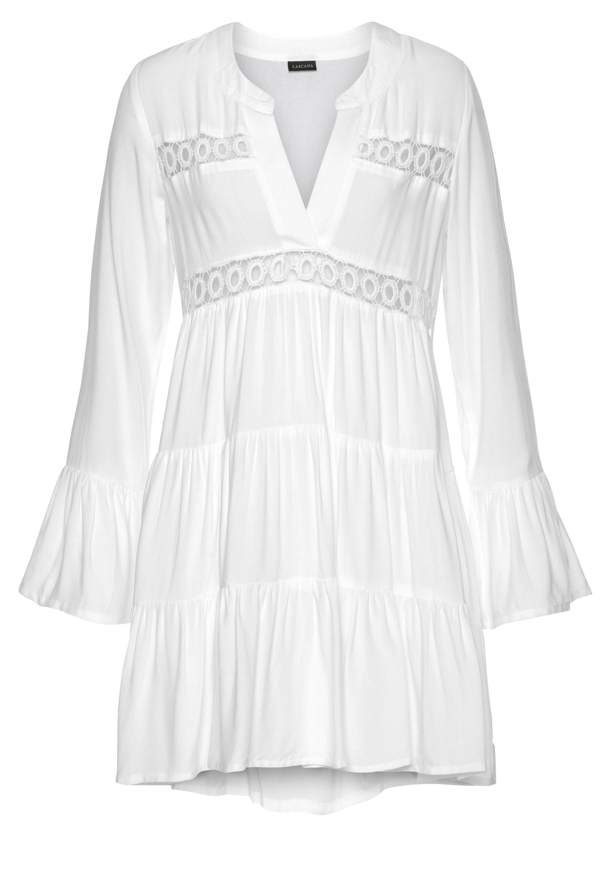 LASCANA Longbluse, mit Spitzeneinsätzen, Tunika, Blusenkleid, Strandmode günstig online kaufen