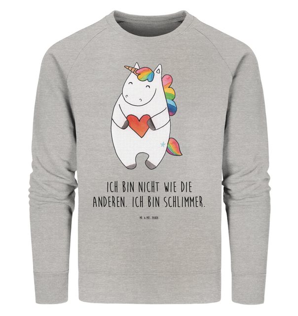 Mr. & Mrs. Panda Longpullover Größe M Einhorn Herz - Heather Grey - Geschen günstig online kaufen