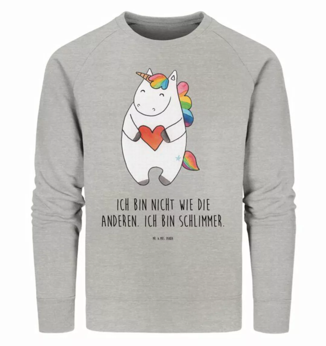 Mr. & Mrs. Panda Longpullover Größe S Einhorn Herz - Heather Grey - Geschen günstig online kaufen